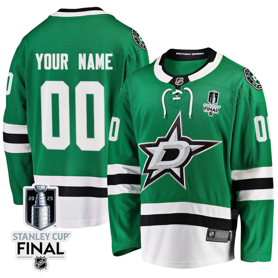 Dallas Stars 2025 STANLEY CUP Final Patch Home Men Custom Jersey - Green