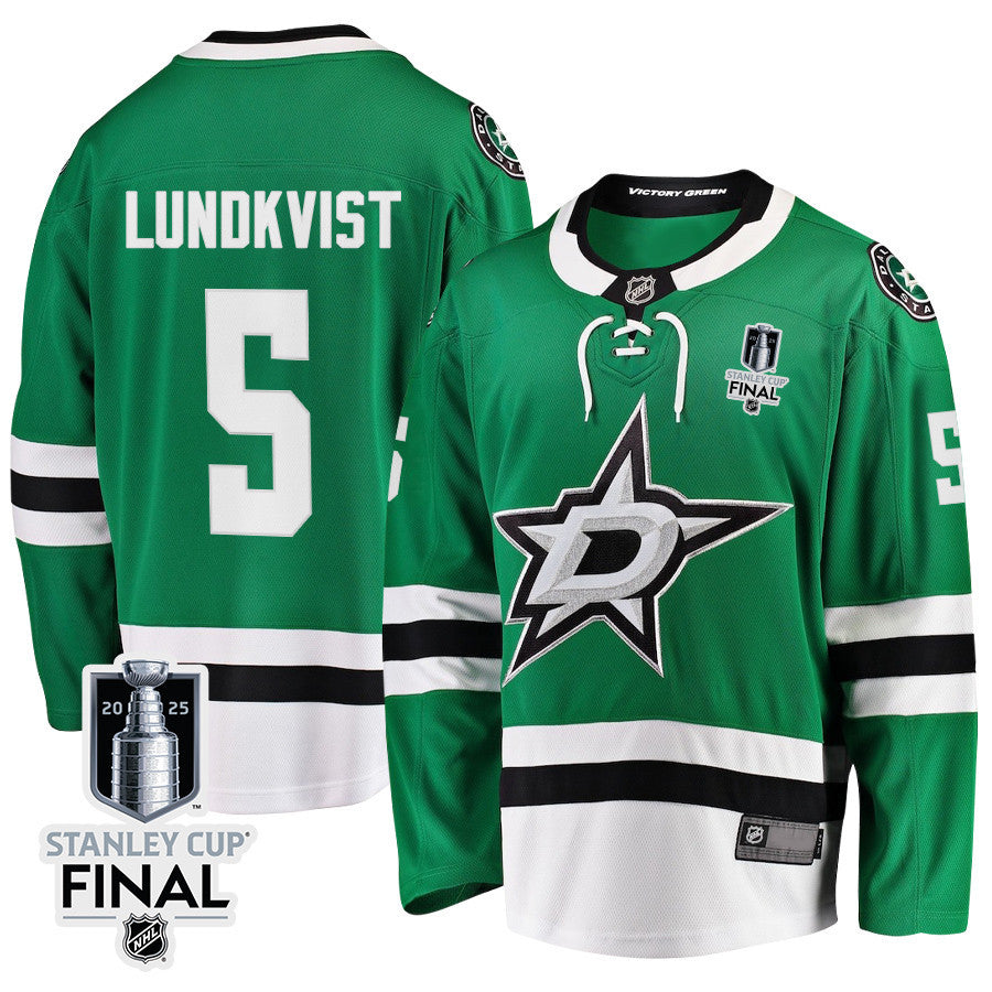 Nils Lundkvist 5 Dallas Stars 2025 STANLEY CUP Final Patch Home Men Jersey - Black