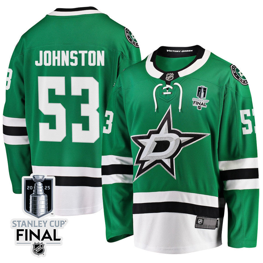 Wyatt Johnston 53 Dallas Stars 2025 STANLEY CUP Final Patch Home Men Jersey - Black