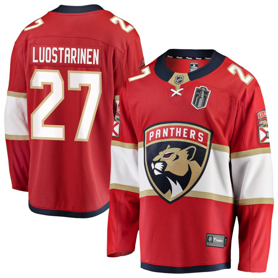 Eetu Luostarinen 27 Florida Panthers 2025 Stanley Cup Final Home Breakaway Men Jersey - Red