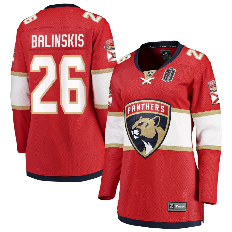 Uvis Balinskis 26 Florida Panthers 2025 Stanley Cup Final Home Breakaway Women Jersey - Red