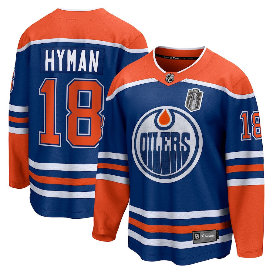 Zach Hyman 18 Edmonton Oilers 2025 Stanley Cup Final Home Breakaway Men Jersey - Royal