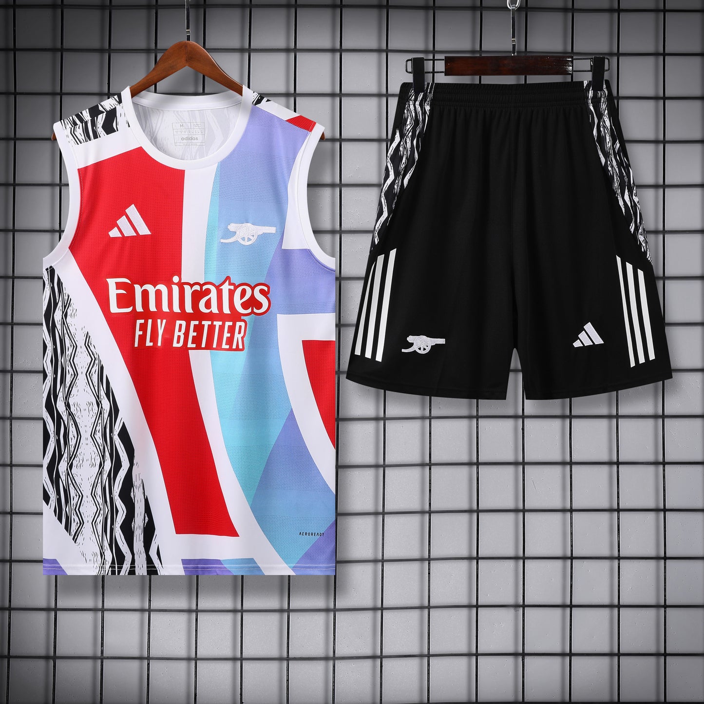 Arsenal 2025/26 Training Set Tank Top – Slim Fit, Red/Light Blue/Black