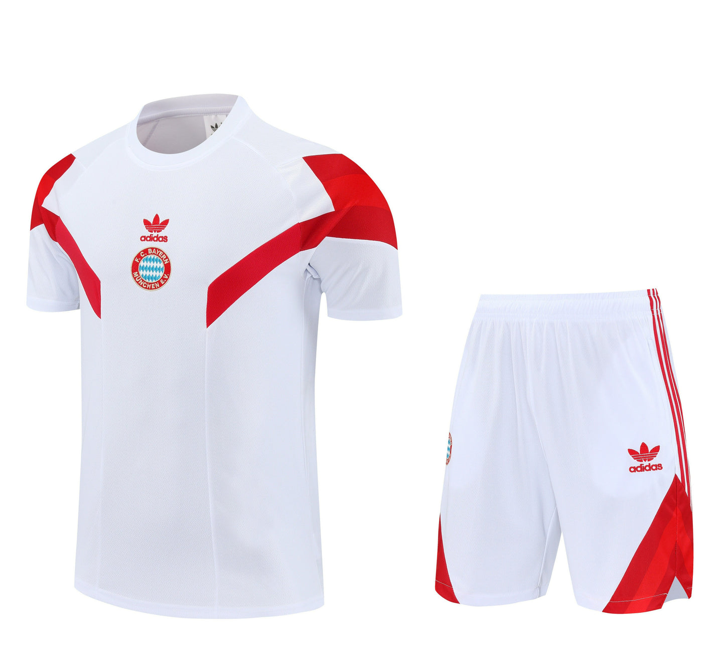 Bayern Munich 2025/26 Training Set and Shorts Set – White & Red Geometric