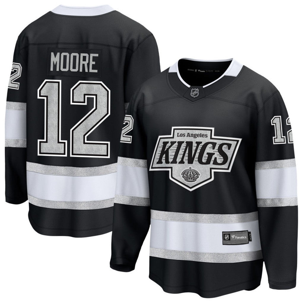 Trevor Moore 12 Los Angeles Kings 2025 Home Breakaway Men Jersey - Black