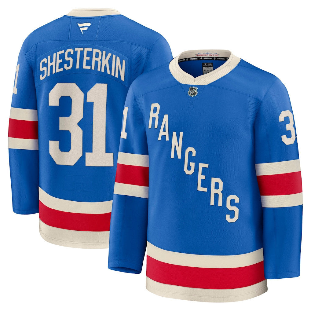Igor Shesterkin 31 New York Rangers 2025 Centennial Premium Men Jersey - Blue
