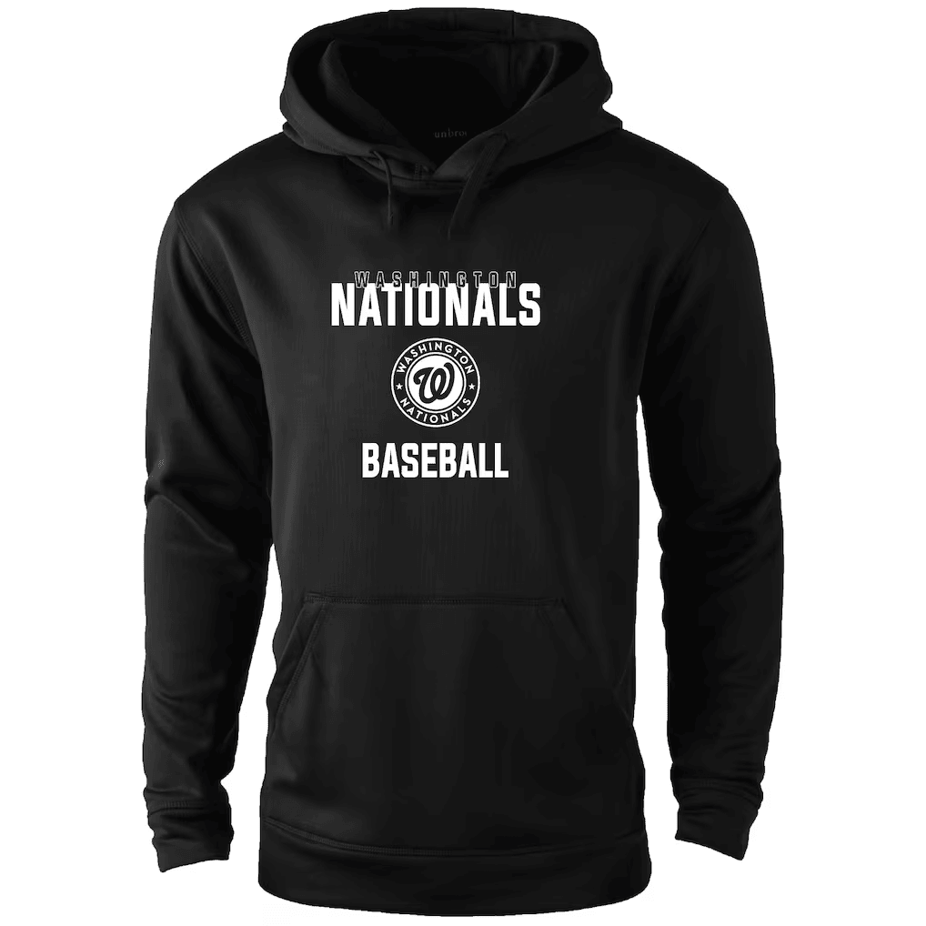 Washington Nationals Black Classic Logo Front Print Baseball Hoodie