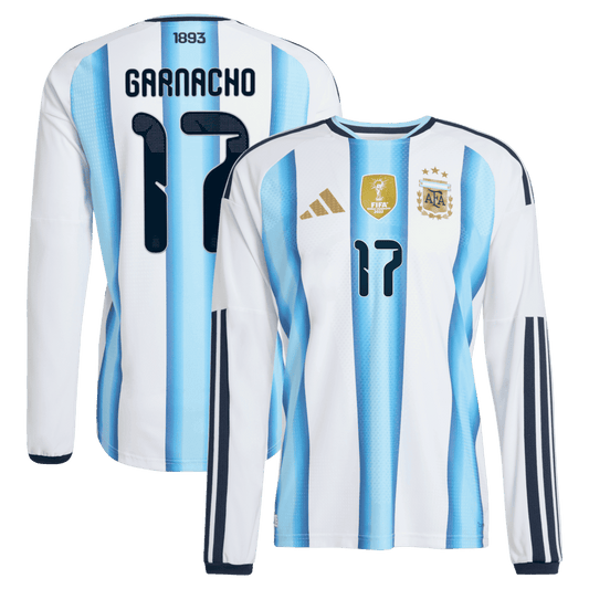 Alejandro Garnacho 17 Argentina 2026 Long Sleeve Home Jersey - Men's