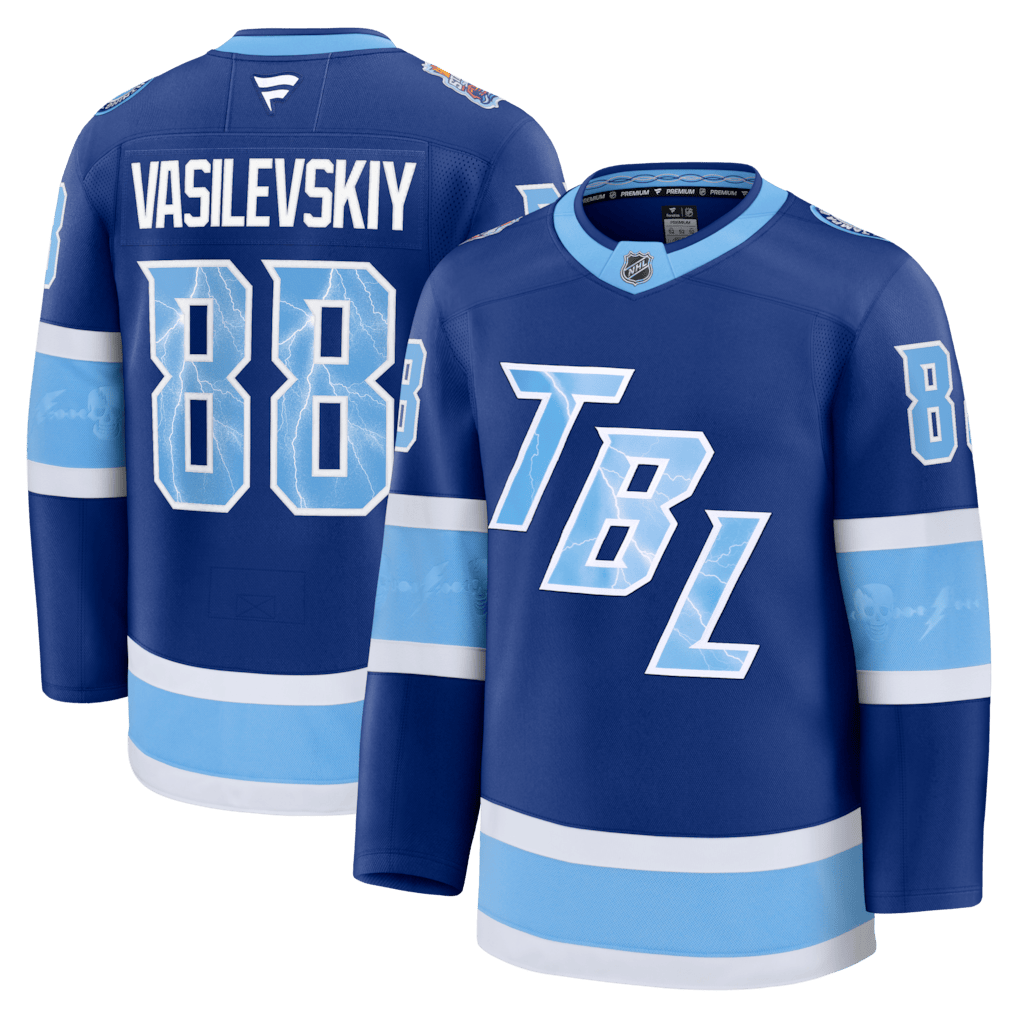 Andrei Vasilevskiy 88 Tampa Bay Lightning 2026 Stadium Series Premium Men Jersey - Blue