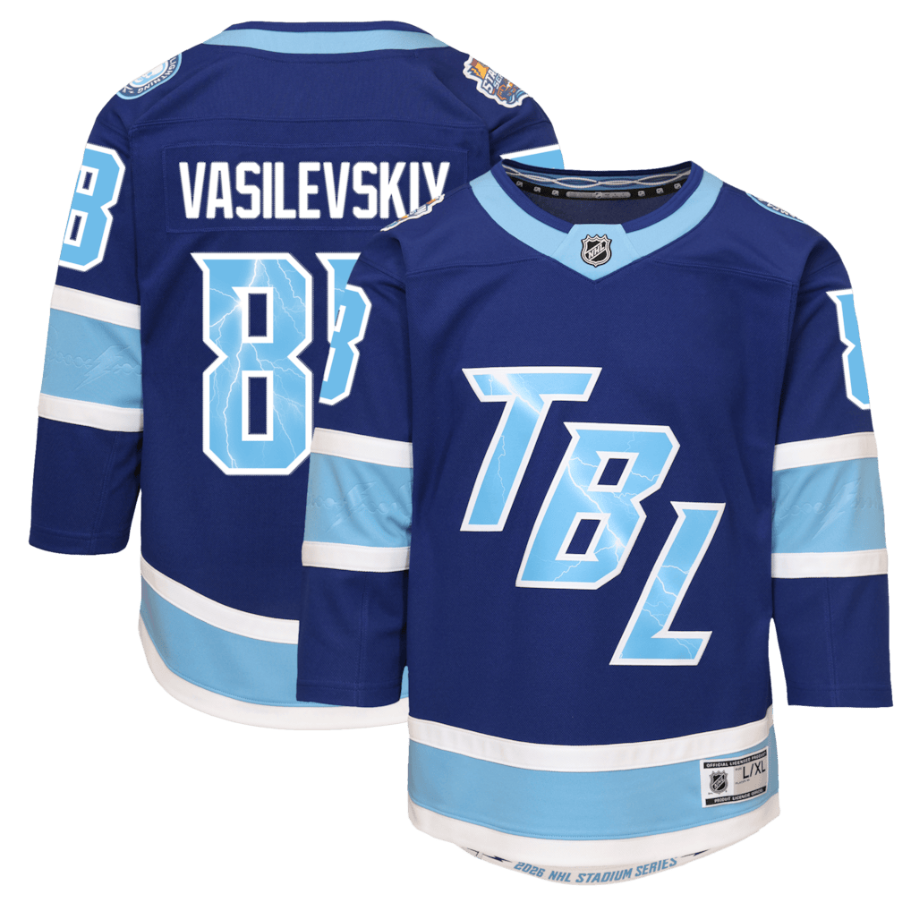 Andrei Vasilevskiy 88 Tampa Bay Lightning 2026 Stadium Series Premier YOUTH Jersey - Blue