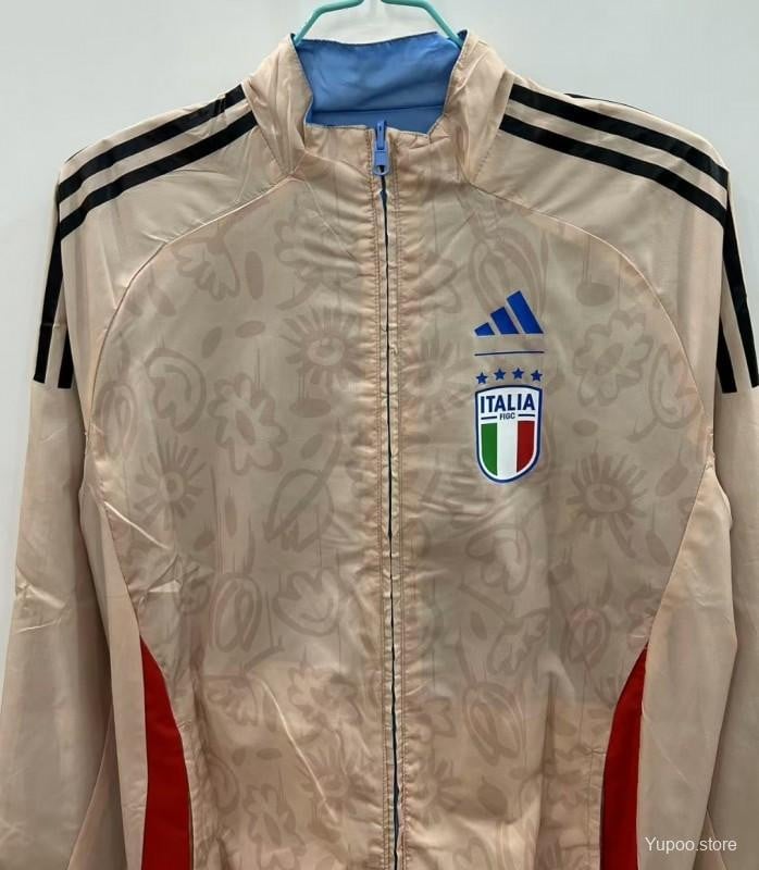 Italy 2025/26 Reversible Windbreaker Jacket - Light Blue/Beige