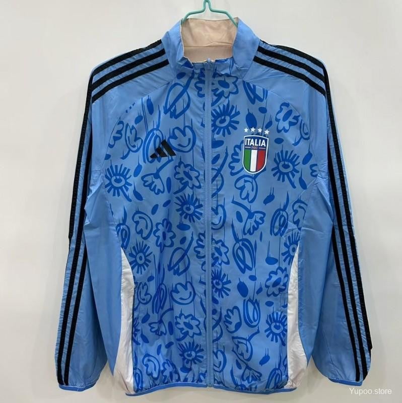 Italy 2025/26 Reversible Windbreaker Jacket - Light Blue/Beige