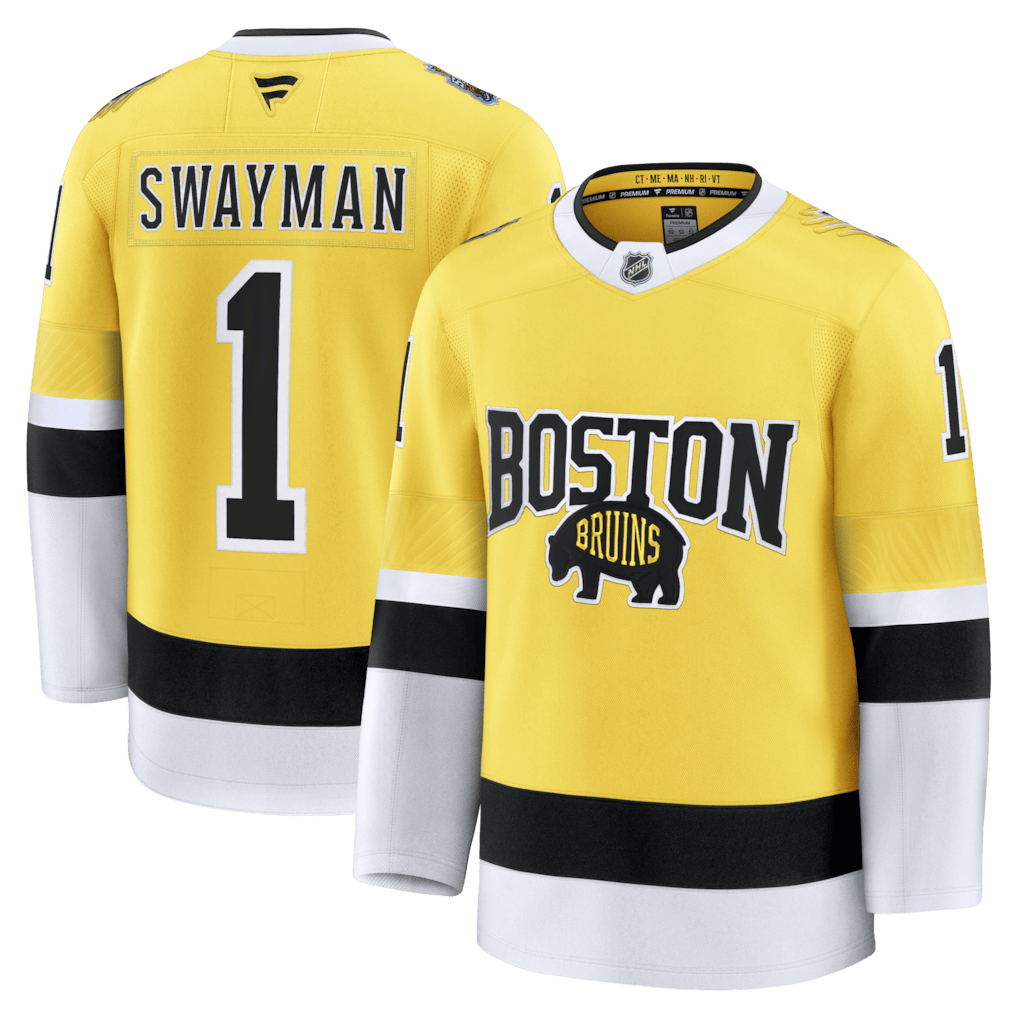 Jeremy Swayman 1 Boston Bruins 2026 Stadium Series Premium Men Jersey - Gold