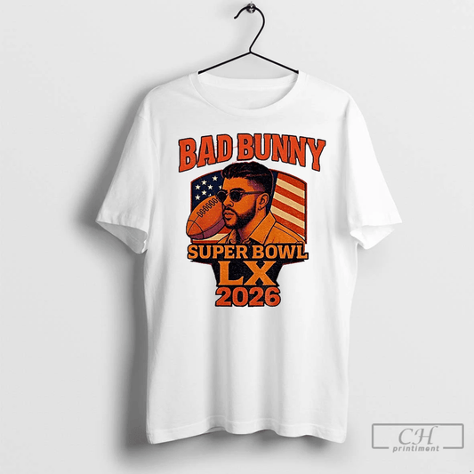 Bad Bunny Super Bowl Lx 2026 American Flag T-Shirt - White