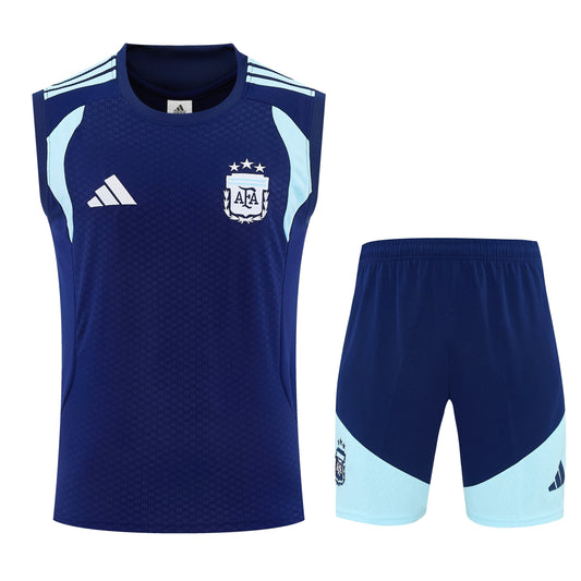 Argentina 2026-27 Sleeveless Training Set Men Soccer Kit – Navy Blue