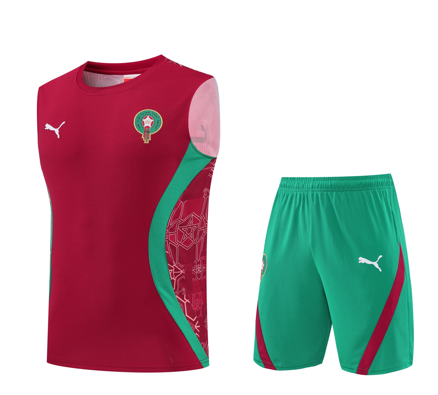 Morocco 2026-27 Sleeveless Training Set Men Soccer Kit – Red