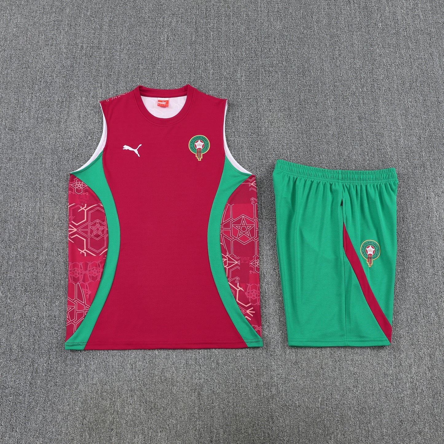 Morocco 2026-27 Sleeveless Training Set Men Soccer Kit – Red