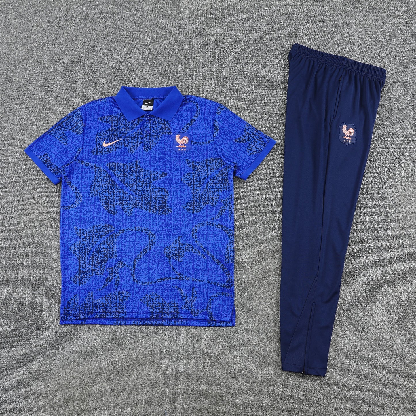 France 2026/27 Men Soccer Polo Training Tracksuit Set – Blue