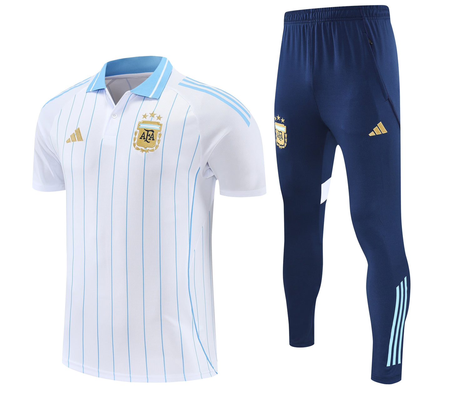 Argentina 2026/27 Men Soccer Polo Training Tracksuit Set – White