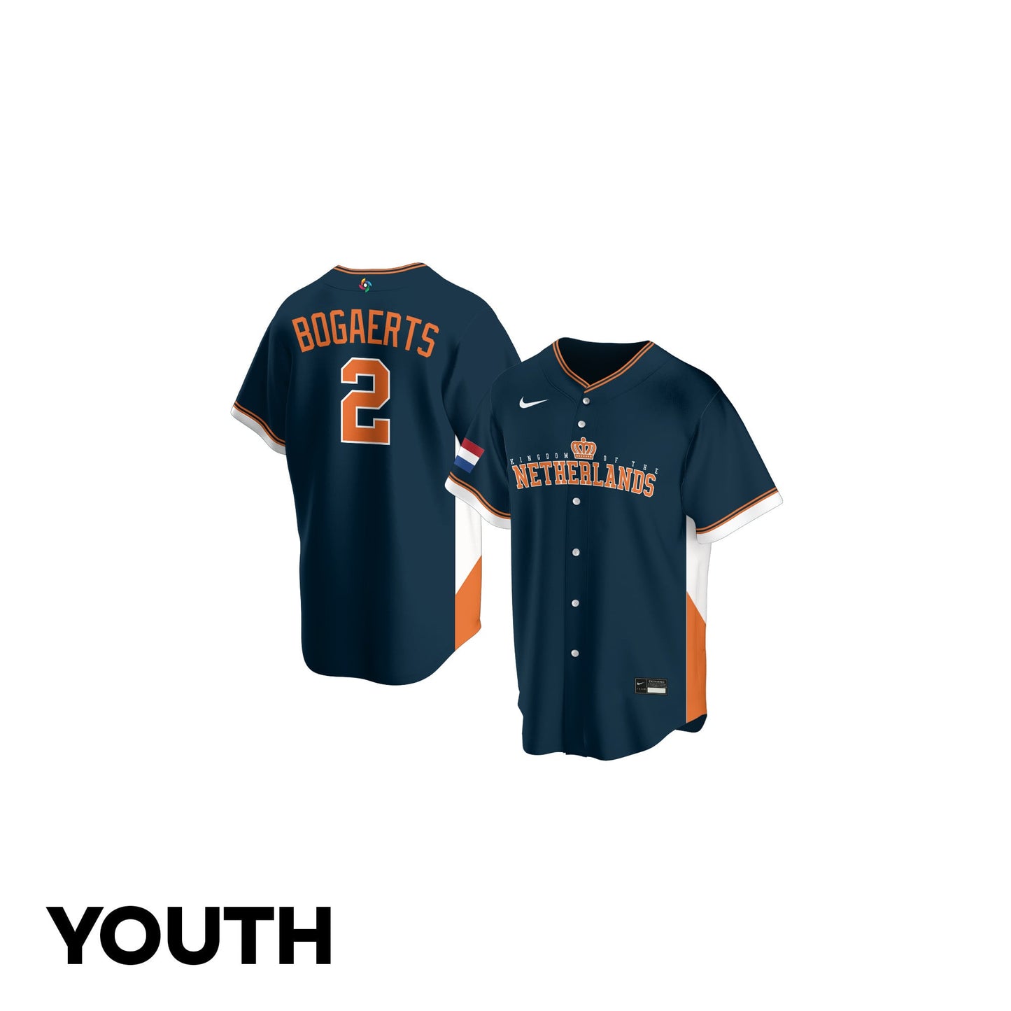 Xander Bogaerts 2 Netherland 2026 World Baseball Classic Road Youth Jersey - Navy