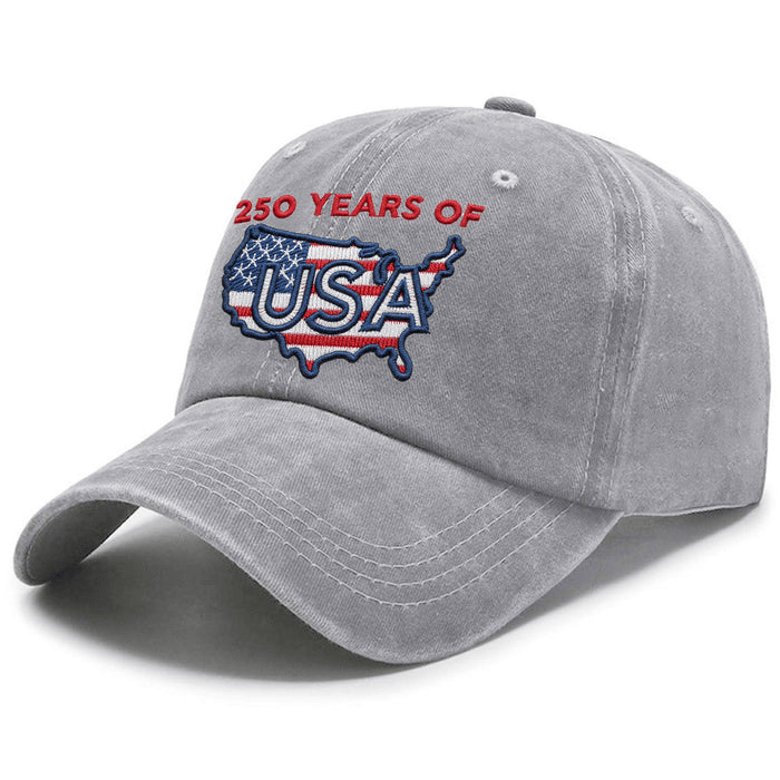 250 Years of USA Washed Cotton Cap – America 1776–2026 - Grey