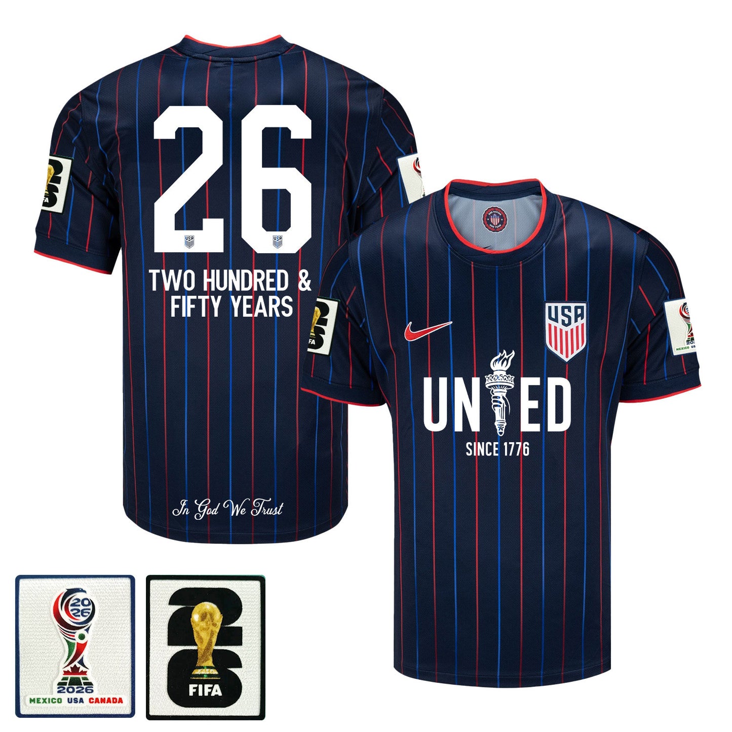 USMNT 2026 Men Away Jersey – United Since 1776 America 250 Patriotic Jersey