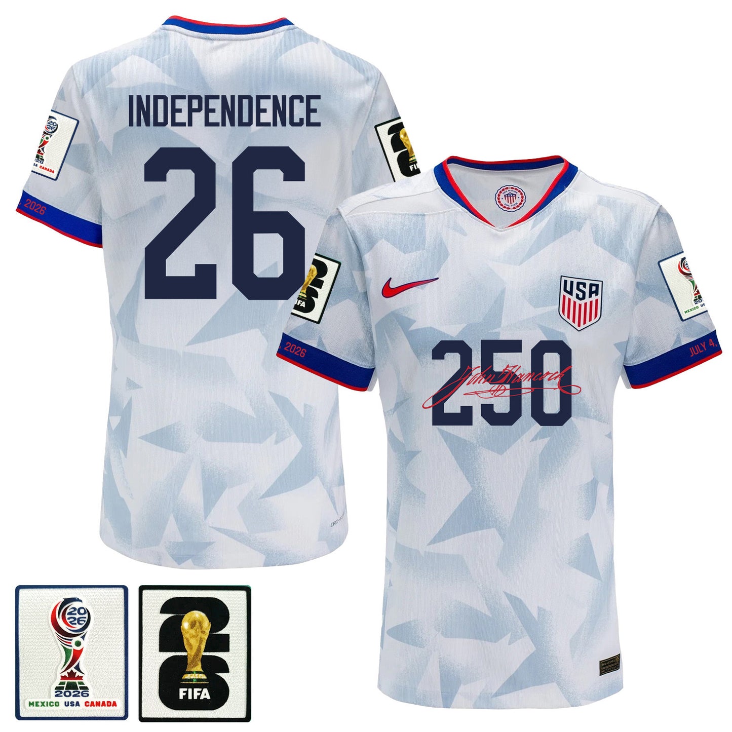 USMNT 2026 Home Soccer Jersey - Independence 26 Patriotic July 4th - Men White