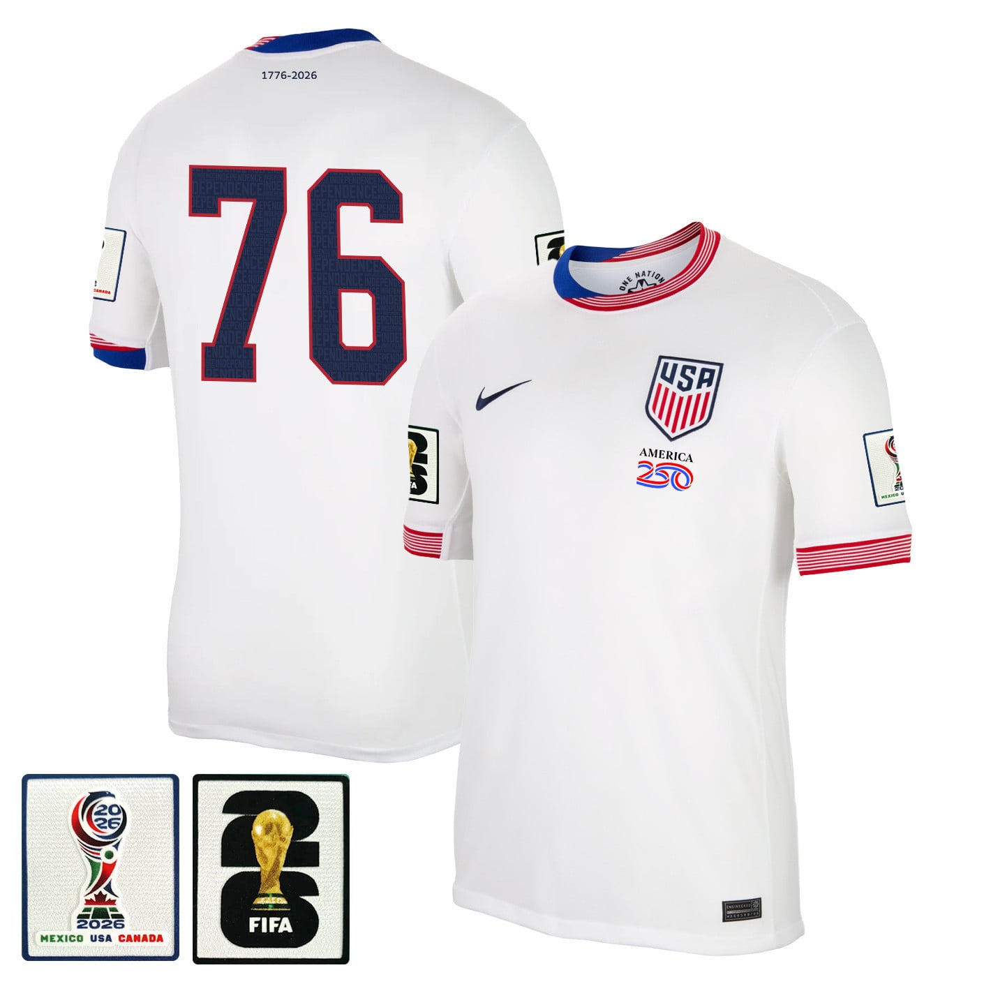 USMNT 2026 Home Soccer Jersey - Patriotic Pinstripe Independence Heritage Design - Men