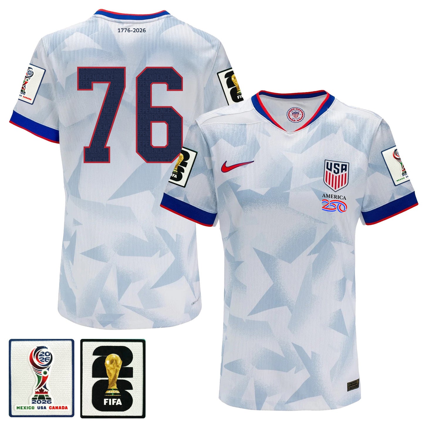 USMNT 2026 Home White Soccer Jersey - Patriotic Pinstripe Independence Heritage Design - Men