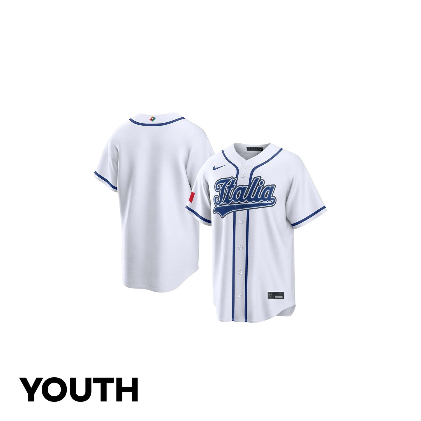 Italia 2026 World Baseball Classic Road Youth Jersey - White