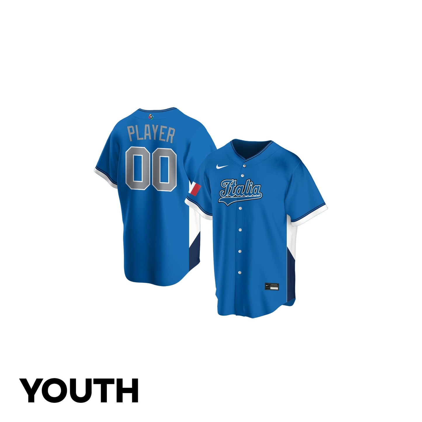 Italia 2026 World Baseball Classic Road Youth Jersey - Customized - Royal