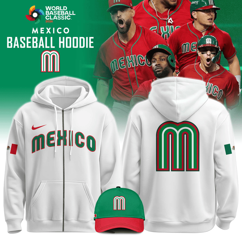 Mexico Baseball 2026 World Baseball Classic 3D Printed Zip Hoodie - White