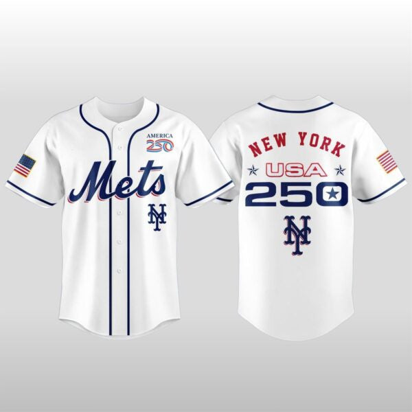 New York Mets Celebration 250th Anniversary of the United States 3D Baseball Jersey - White