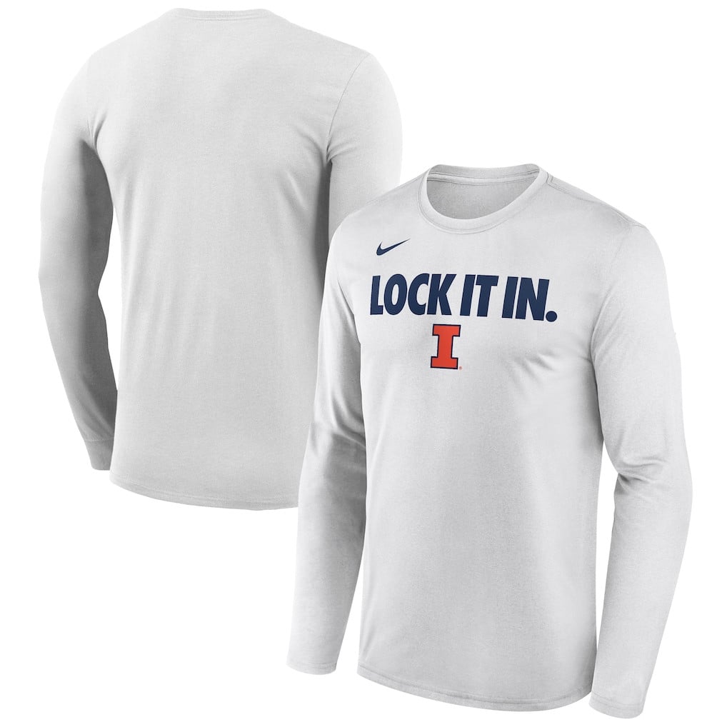 Illinois Fighting Illini 2026 Basketball On-Court Bench Long Sleeve T-Shirt - White