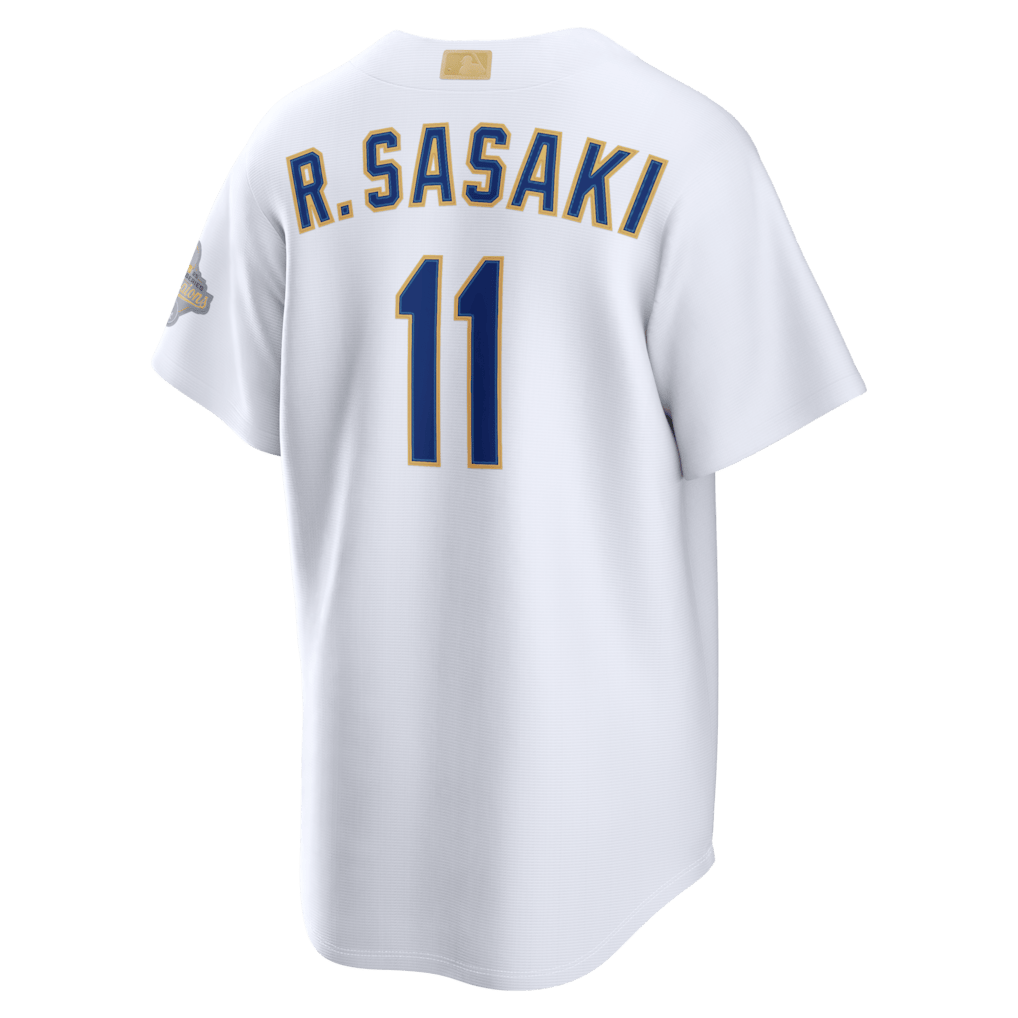 Roki Sasaki 11 Los Angeles Dodgers 2026 Gold Collection Stadium Men Jersey - White