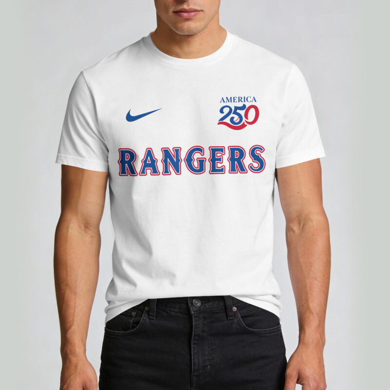 Texas Rangers x 250 Years Of America Premium All Over Printed T-shirt - White