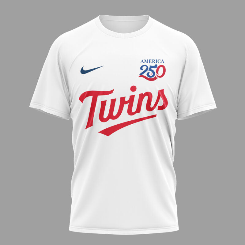 Minnesota Twins x 250 Years Of America Premium All Over Printed T-shirt - White