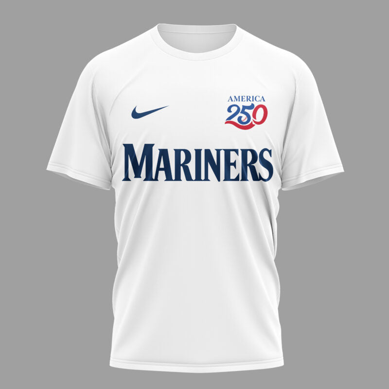 Seattle Mariners x 250 Years Of America Premium All Over Printed T-shirt - White