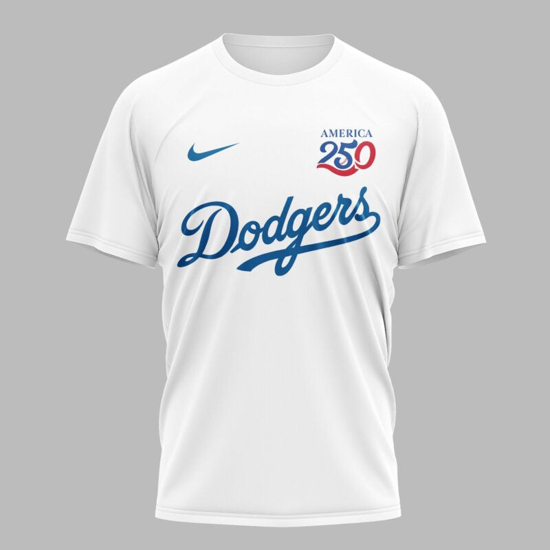 Los Angeles Dodgers x 250 Years Of America Premium All Over Printed T-shirt - White