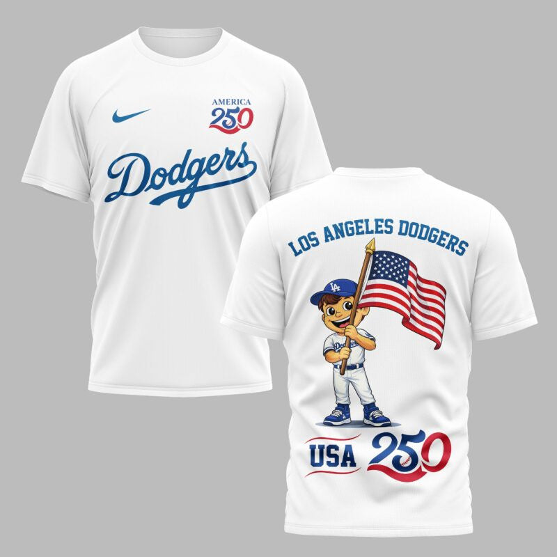 Los Angeles Dodgers x 250 Years Of America Premium All Over Printed T-shirt - White