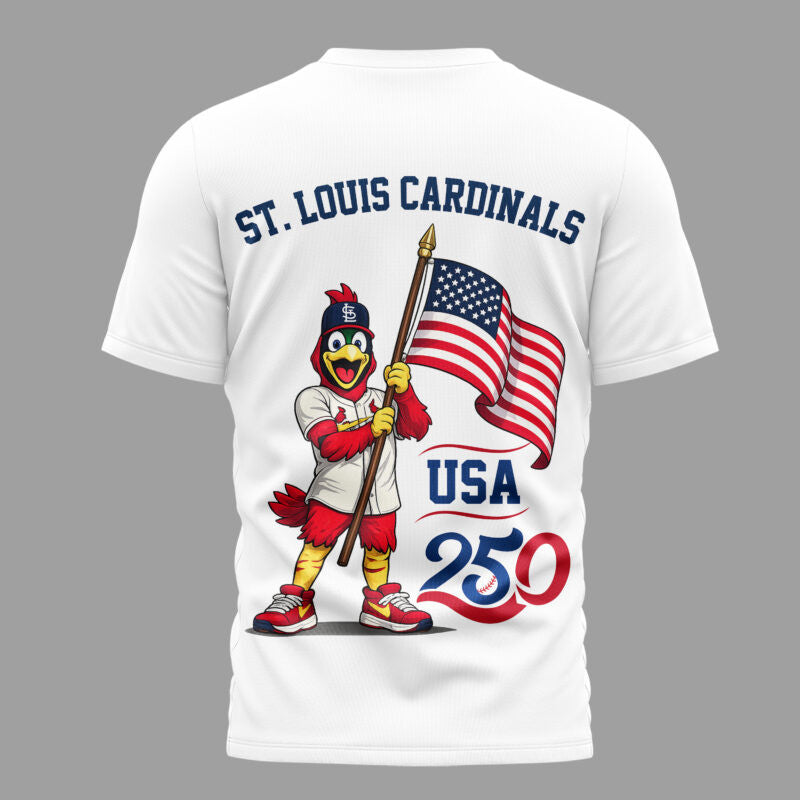 St. Louis Cardinals x 250 Years Of America Premium All Over Printed T-shirt - White