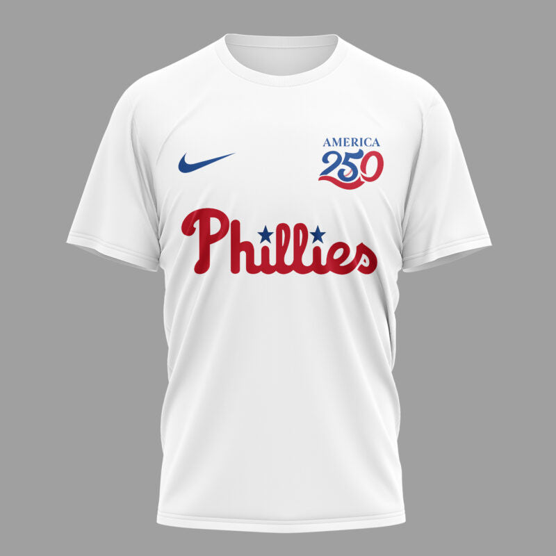 Philadelphia Phillies x 250 Years Of America Premium All Over Printed T-shirt - White