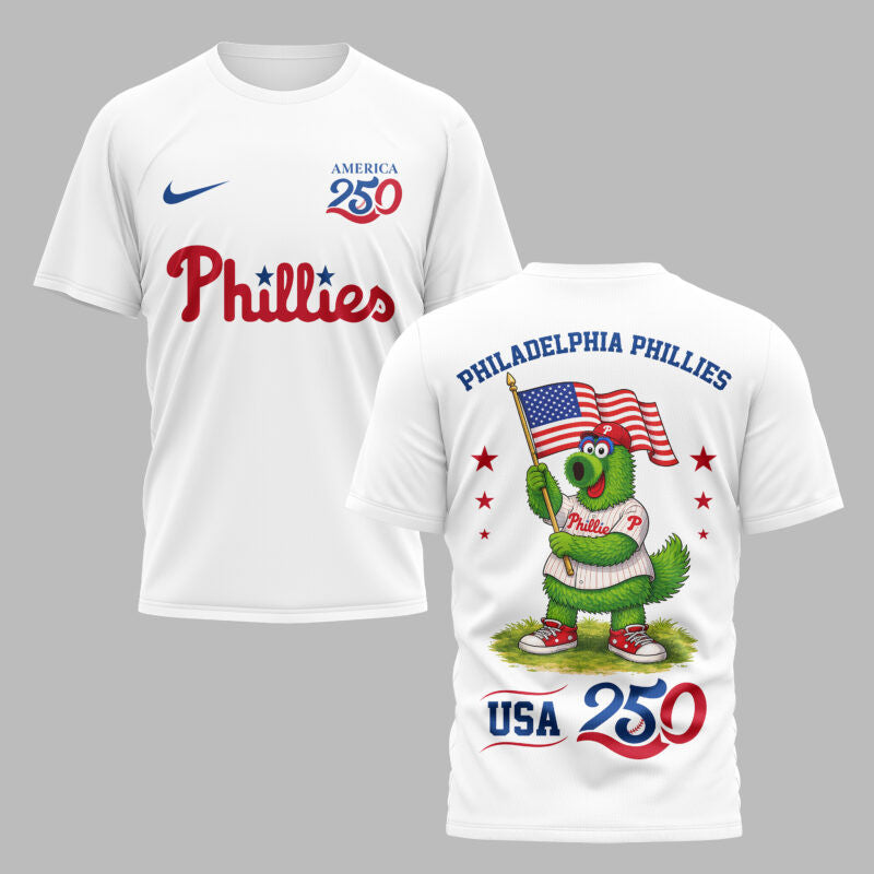 Philadelphia Phillies x 250 Years Of America Premium All Over Printed T-shirt - White