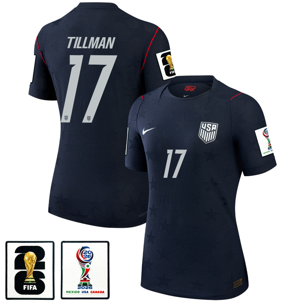 Malik Tillman 17 USMNT 2026 Women's Away Match Jersey - Black