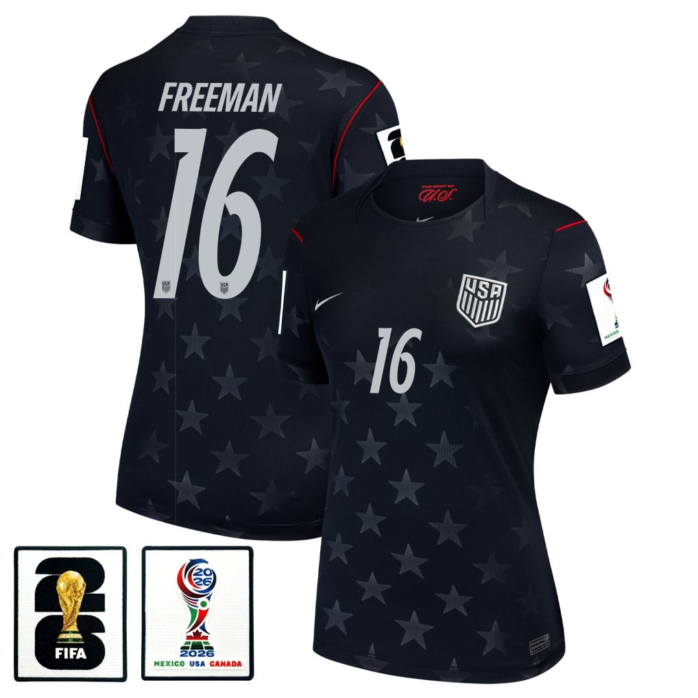 Alex Freeman 16 USMNT 2026 Women's Away Stadium Game Jersey - Black