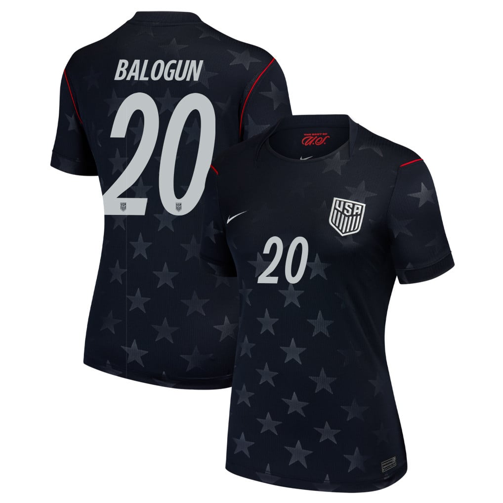 Folarin Balogun 20 USMNT 2026 Women's Away Stadium Game Jersey - Black