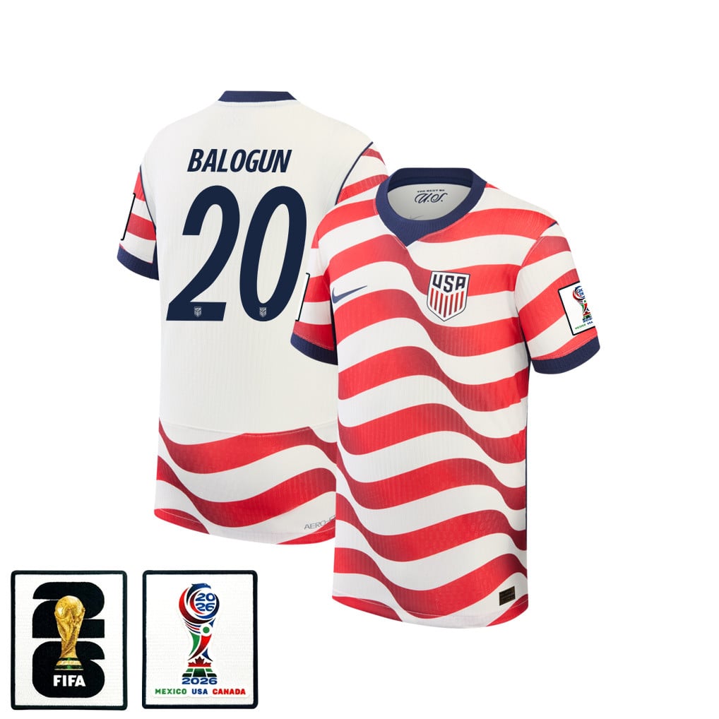 Folarin Balogun 20 USMNT Youth 2026 Home Match Jersey - White