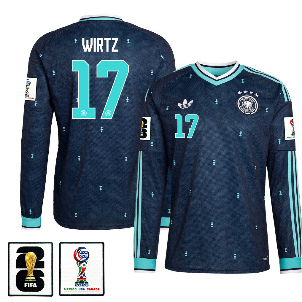 Florian Wirtz 17 Germany National Team 2026 Away Long Sleeve Jersey - Navy