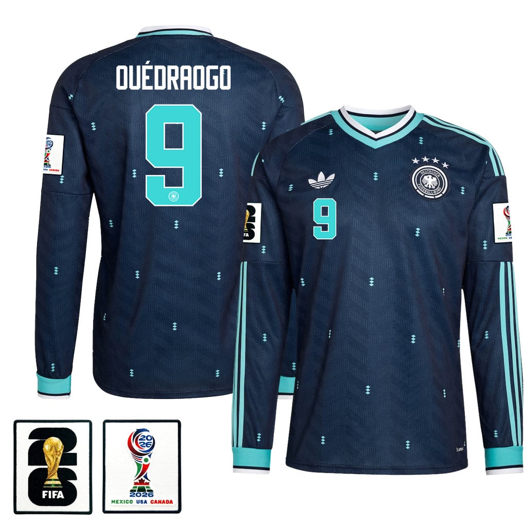 Assan Ouédraogo 9 Germany National Team 2026 Away Long Sleeve Jersey - Navy