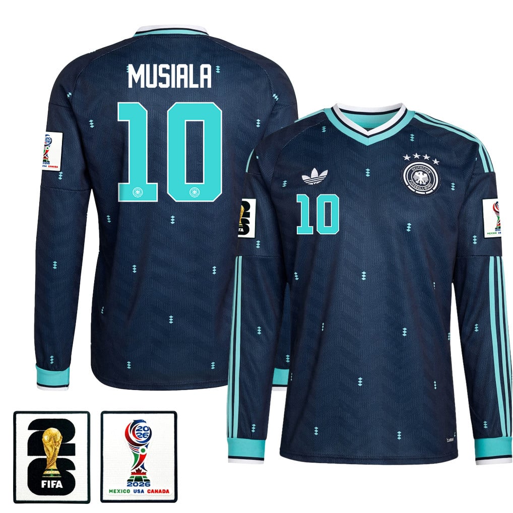 Jamal Musiala 10 Germany National Team 2026 Away Long Sleeve Jersey - Navy